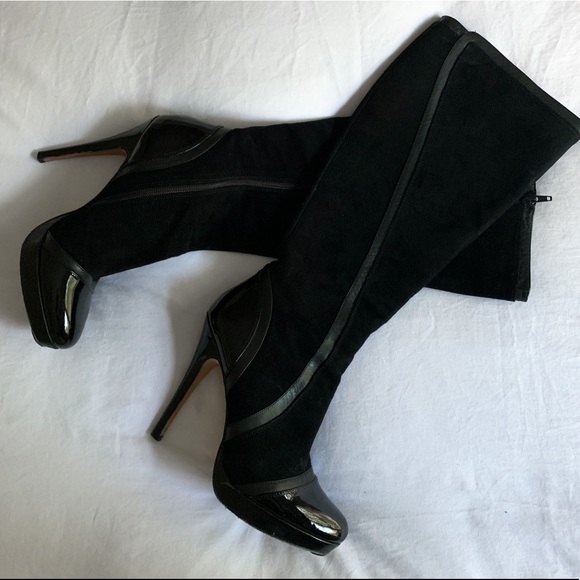 CHARLES DAVID Suede/Patent Knee High Boot - Picture 4 of 6